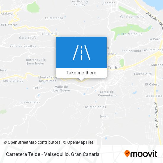 mapa Carretera Telde - Valsequillo