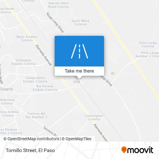 Tornillo Street map