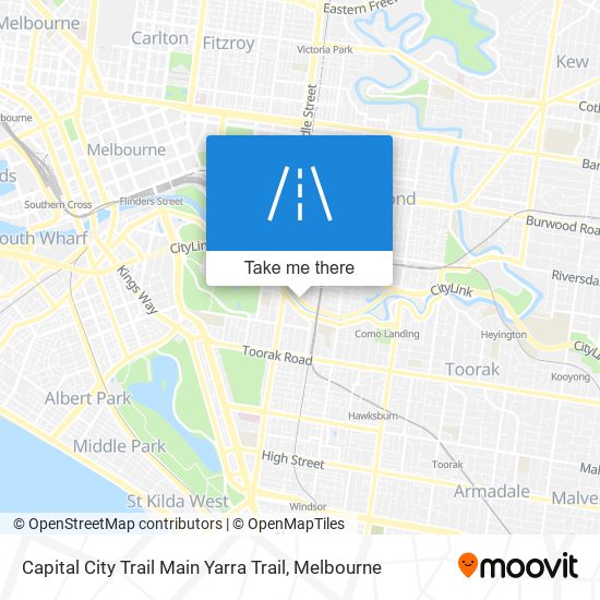 Mapa Capital City Trail Main Yarra Trail