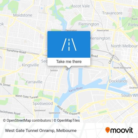 West Gate Tunnel Onramp map