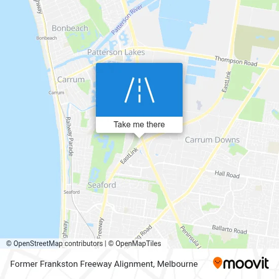 Mapa Former Frankston Freeway Alignment