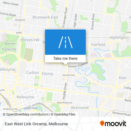 East West Link Onramp map