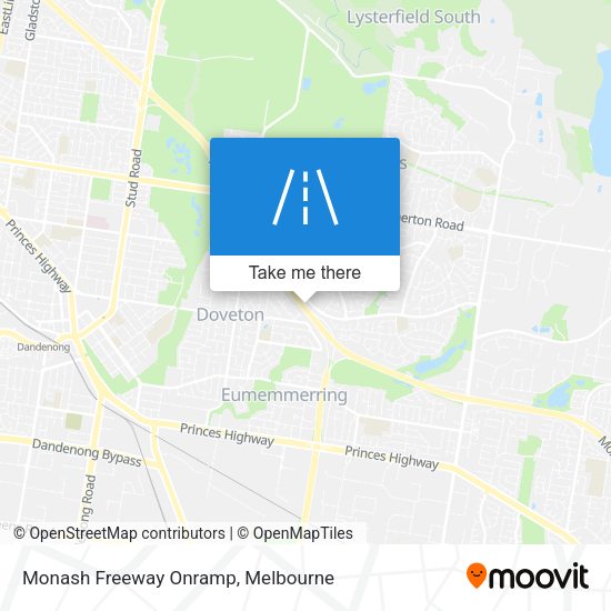Monash Freeway Onramp map