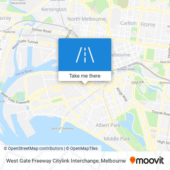 Mapa West Gate Freeway Citylink Interchange