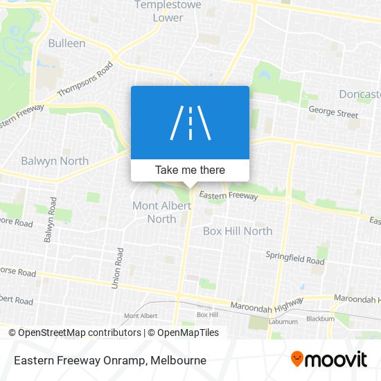 Mapa Eastern Freeway Onramp