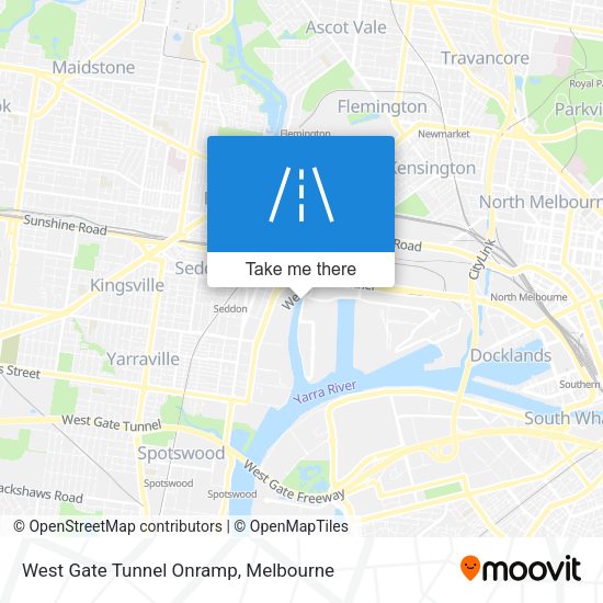 West Gate Tunnel Onramp map