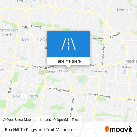 Box Hill To Ringwood Trail map