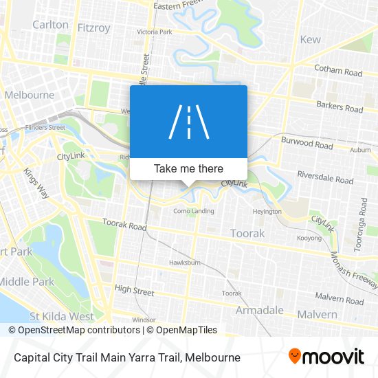 Mapa Capital City Trail Main Yarra Trail