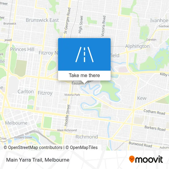 Mapa Main Yarra Trail