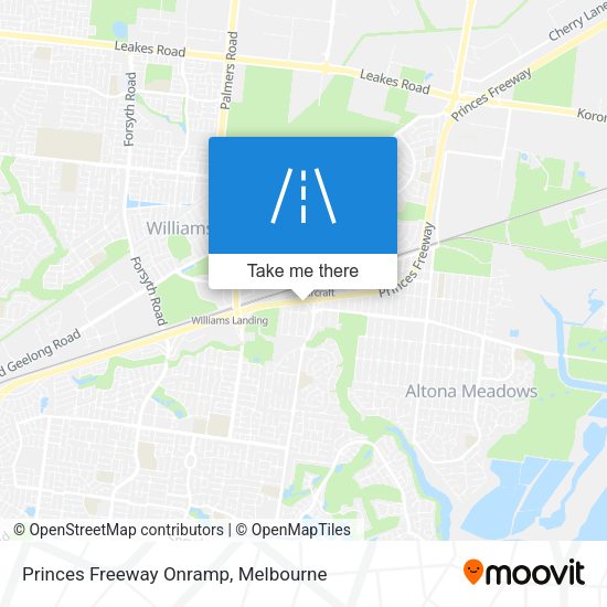 Princes Freeway Onramp map