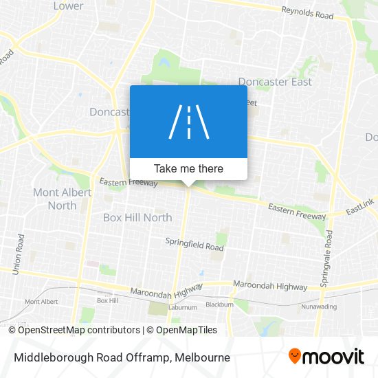 Mapa Middleborough Road Offramp