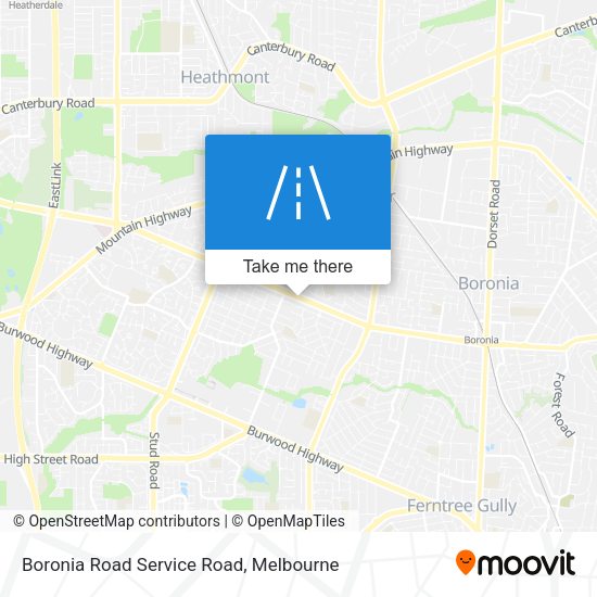 Boronia Road Service Road map