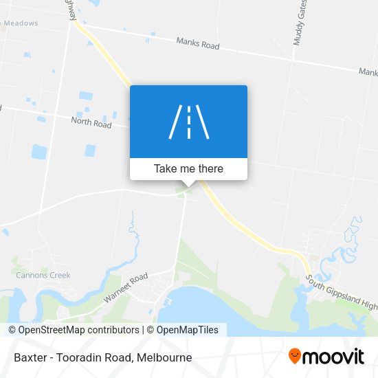 Baxter - Tooradin Road map