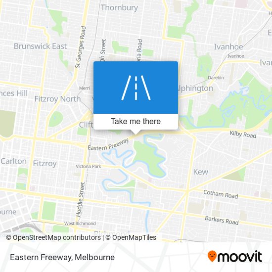 Mapa Eastern Freeway