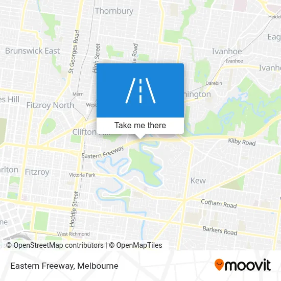 Mapa Eastern Freeway