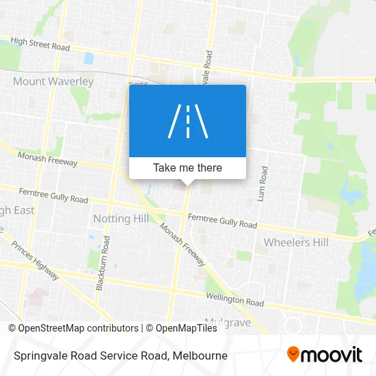 Mapa Springvale Road Service Road