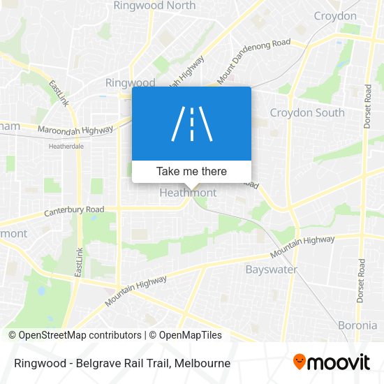 Ringwood - Belgrave Rail Trail map