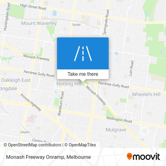 Monash Freeway Onramp map
