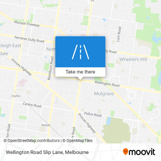 Mapa Wellington Road Slip Lane