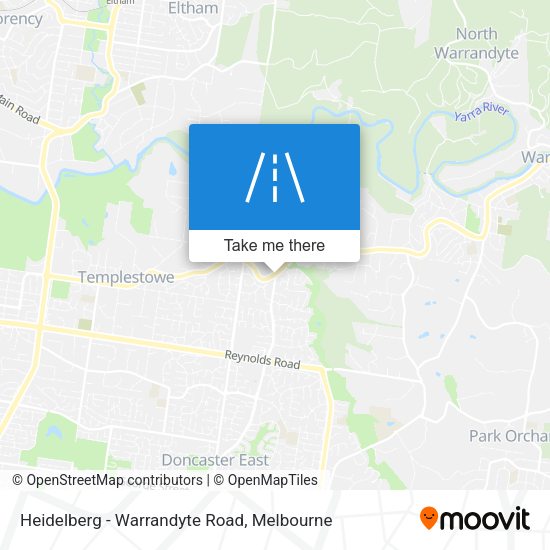 Heidelberg - Warrandyte Road map