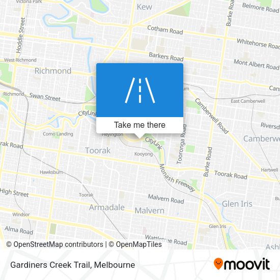 Gardiners Creek Trail map