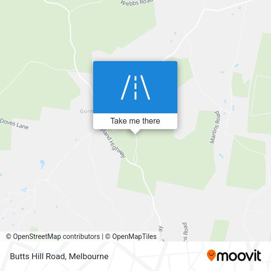 Butts Hill Road map