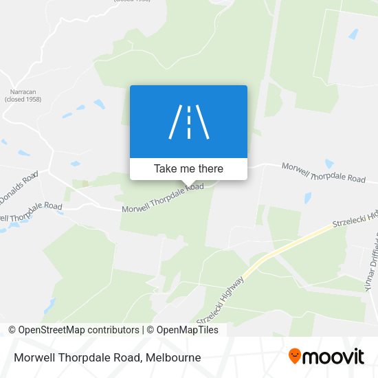 Morwell Thorpdale Road map