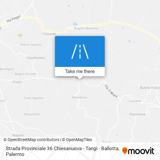 Strada Provinciale 36 Chiesanuova - Tangi - Ballotta map