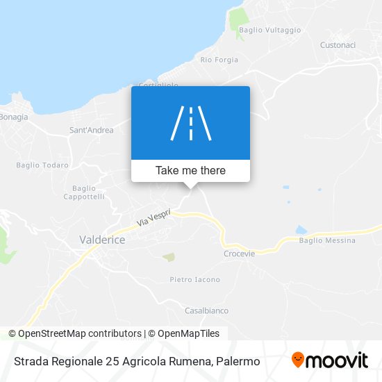 Strada Regionale 25 Agricola Rumena map