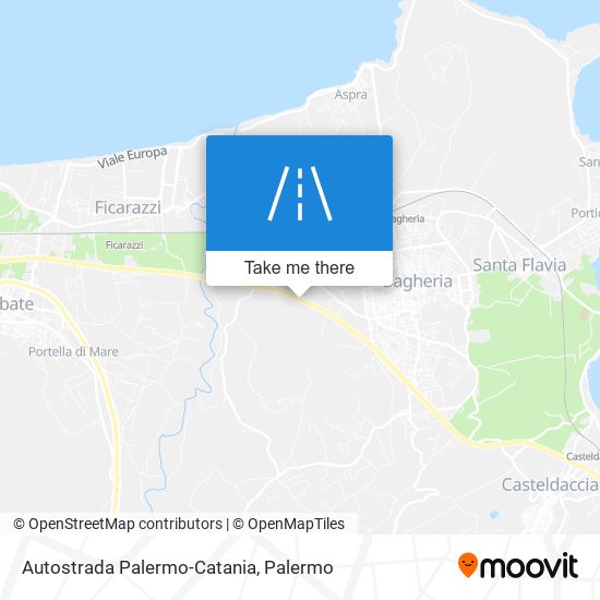 Autostrada Palermo-Catania map
