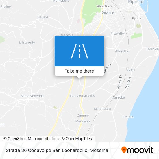 Strada 86 Codavolpe San Leonardello map
