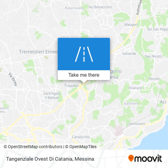 Tangenziale Ovest Di Catania map