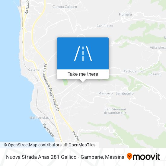 Nuova Strada Anas 281 Gallico - Gambarie map