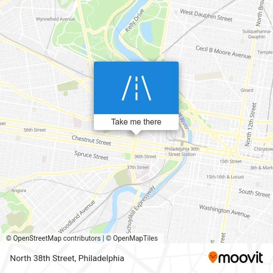 North 38th Street map
