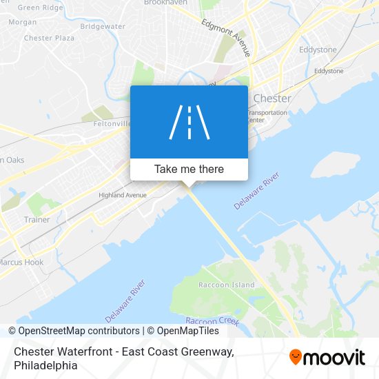 Chester Waterfront - East Coast Greenway map