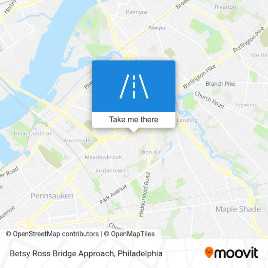 Betsy Ross Bridge Approach map