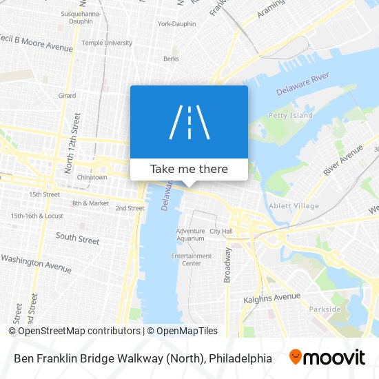 Mapa de Ben Franklin Bridge Walkway (North)