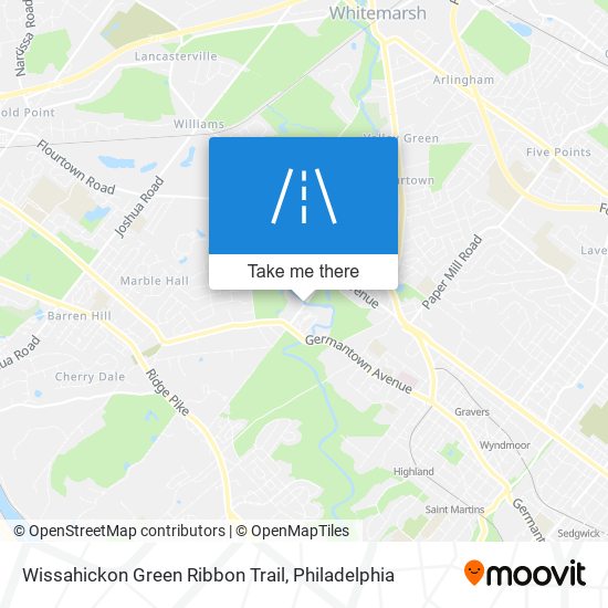 Mapa de Wissahickon Green Ribbon Trail