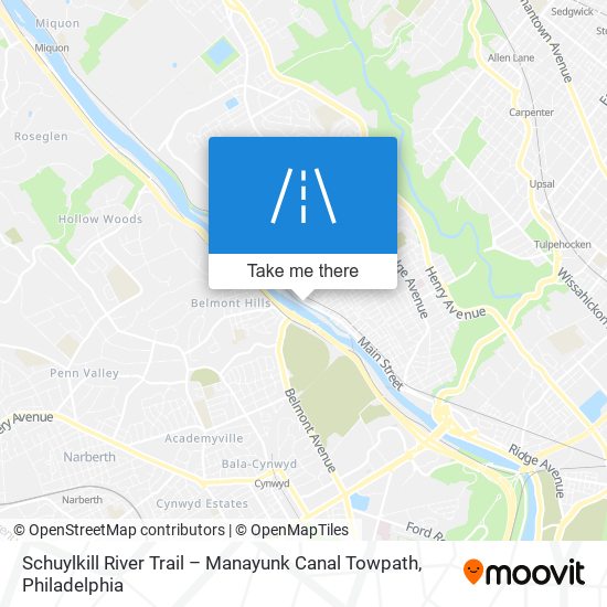 Schuylkill River Trail – Manayunk Canal Towpath map