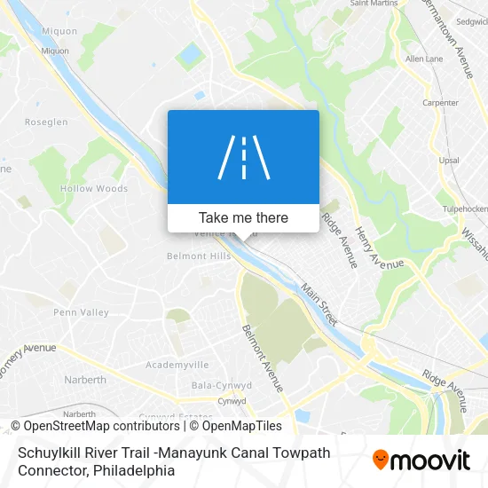 Schuylkill River Trail -Manayunk Canal Towpath Connector map