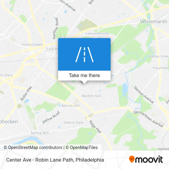 Center Ave - Robin Lane Path map