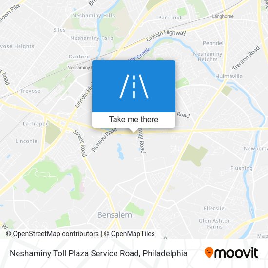 Mapa de Neshaminy Toll Plaza Service Road