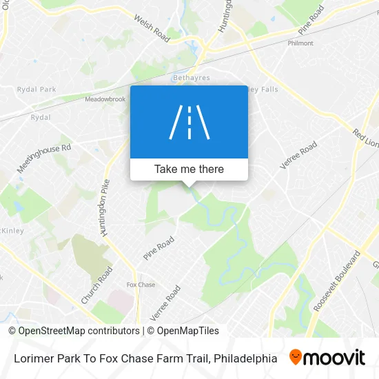 Lorimer Park To Fox Chase Farm Trail map