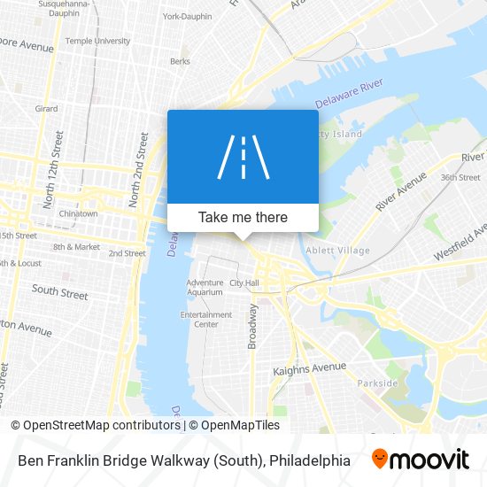 Mapa de Ben Franklin Bridge Walkway (South)