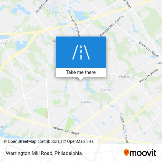 Warrington Mill Road map