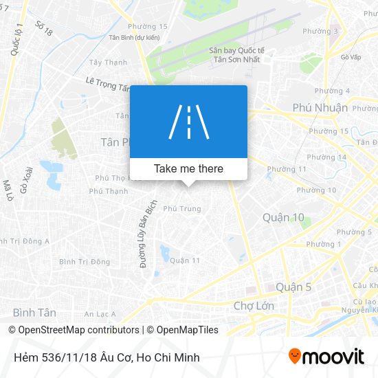 Hẻm 536/11/18 Âu Cơ map