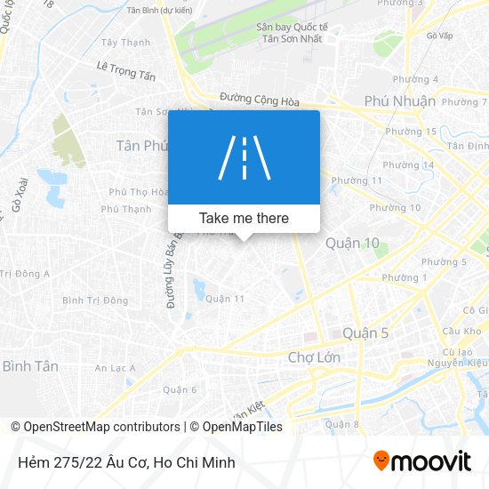 Hẻm 275/22 Âu Cơ map