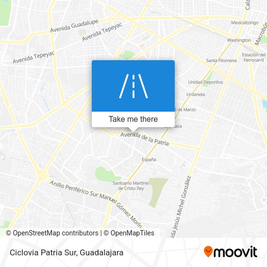 Mapa de Ciclovia Patria Sur