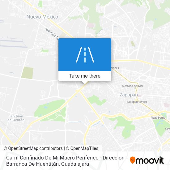Carril Confinado De Mi Macro Periférico - Dirección Barranca De Huentitán map