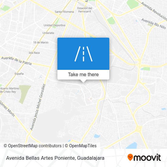 Avenida Bellas Artes Poniente map
